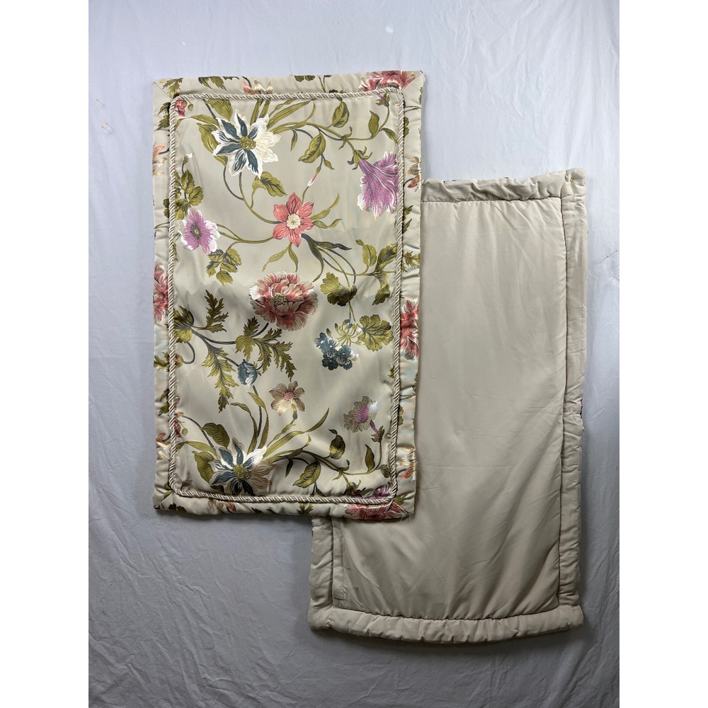 Croscill Pillow Shams King Beige Floral Jacquard Rope Trim Cottagecore Set of 2